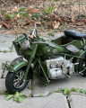 Металлическая модель армейского мотоцикла - с коляской