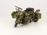 Металлическая модель армейского мотоцикла - с коляской