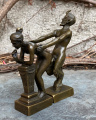 Бронзовая статуэтка - Обнаженная женщина и черт