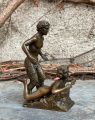 Бронзовая статуэтка - Обнаженная женщина и черт 2