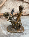 Бронзовая статуэтка - Обнаженная женщина и черт 3