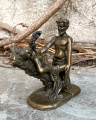 Бронзовая статуэтка - Обнаженная женщина и черт 3