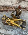 Бронзовая статуэтка - Обнаженная женщина и Раб - Турецкий хамам